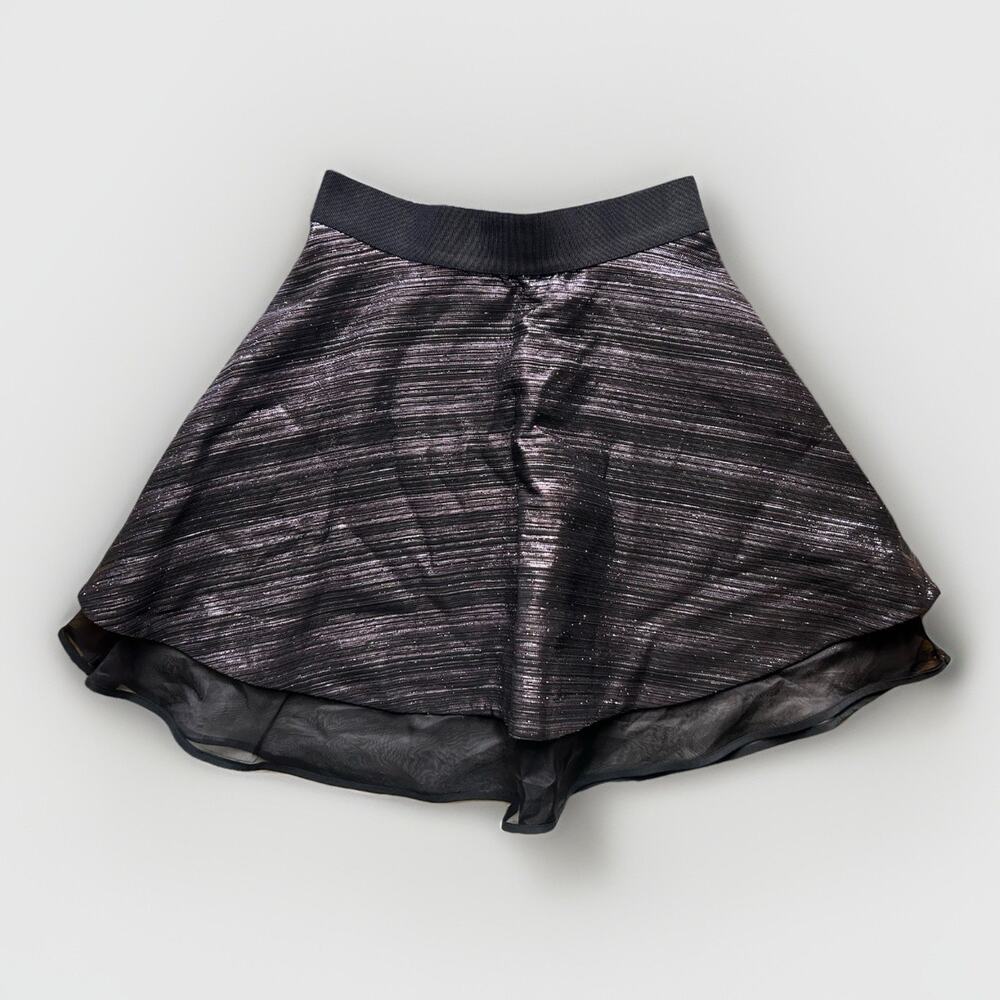 Milly Metallic Goth Glam Skirt Sz 6 Whimsigoth Shimmer Layered Flare Mini USA